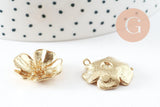 Pendentif fleur laiton brut 20mm, x2 (G4555)