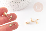 Pendentif fleur rose doré 18K, Pendentif bijou laiton,fleur laiton bijoux,37mm, x1 G6429