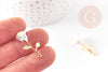 Pendentif fleur rose émail blanc, Pendentif laiton brut, bijou laiton,fleur laiton bijoux,pendentif laiton brut,27mm, x1 G6430