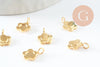 Pendentif fleur support pour cabochon rond 4mm acier 304 inoxydable doré IP, x2 (G10016)