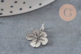 Pendentif fleur tropicale acier 201 inoxydable platine 15mm x1 VALIDE-Breloques et pendentifs-Gingerlily Perles