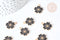 Pendentif fleur zamac doré émail noir 20,5mm,pendentif doré pour création de bijoux, x 10 G8090