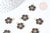 Pendentif fleur zamac doré émail noir 20,5mm,pendentif doré pour création de bijoux, x 10 G8090