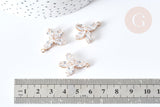 Pendentif fleur zircons laiton doré 24mm, pendentif cristal création bijoux, x1 G8085