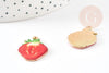 Pendentif fraise émaillée zamac doré 26mm, pendentif fruit création bijoux fantaisie, x1 G9169