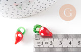 Pendentif fraise fruit rouge verre tchèque 19-21mm, x5 (G4235)