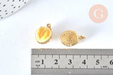 Pendentif fruit durian laiton doré 18K émail jaune 17mm,pendentif fruit , x1 G6823