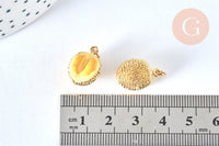 Pendentif fruit durian laiton doré 18K émail jaune 17mm,pendentif fruit , x1 G6823