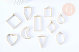 Pendentif géométrique support résine époxy zamac doré 33-49mm, x1 (G7089)