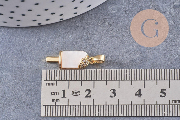 Pendentif glace zircon blanc laiton doré 18k 21mm, x1 (G10086)