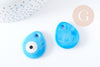 Pendentif goutte Mauvais Oeil verre bleu ciel 34x30mm,pendentif verre artisanal chance pour création bijoux, x1 G8852