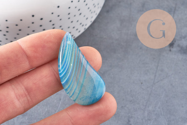 Pendentif goutte agate bleue, pierre naturelle, pendentif bleu,agate naturelle,42mm, x1 G3885