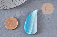 Pendentif goutte agate bleue, pierre naturelle, pendentif bleu,agate naturelle,42mm, x1 G3885