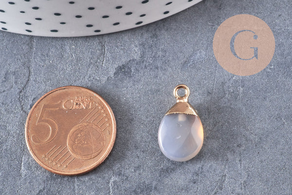 Pendentif goutte agate grise naturelle 17-19mm, x1 (G2789)