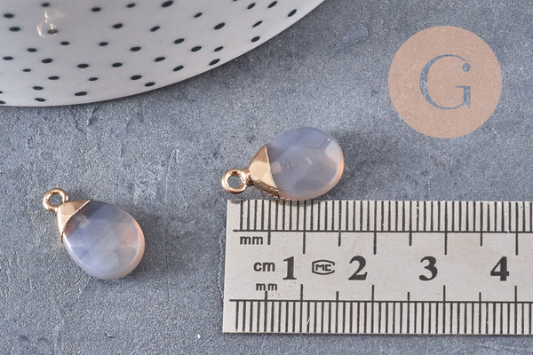Pendentif goutte agate grise naturelle 17-19mm, x1 (G2789)