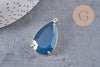 Pendentif goutte agate naturelle bleu laiton doré 32mm, x1 (G2040)
