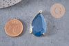 Pendentif goutte agate naturelle bleu support laiton doré 32mm, x1 (G2040)