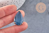 Pendentif goutte agate naturelle bleu support laiton doré 32mm, x1 (G2040)