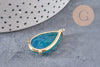 Pendentif goutte agate vert support doré, pendentif pierre,agate naturelle,agate verte,création bijoux, pierre naturelle, 32mm, x1 G2435