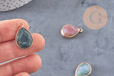 Pendentif goutte agate verte naturelle 23mm, x1 (G0491)