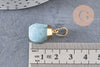 Pendentif goutte aigue-marine facetté laiton doré 19-21mm, bijou pierre, x1 (G5036)