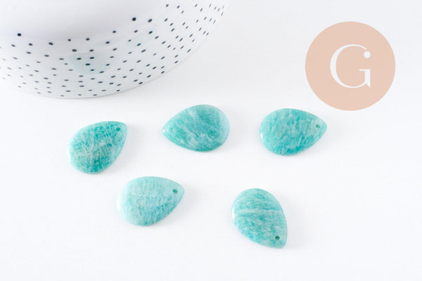 Pendentif goutte amazonite naturelle 25.5mm, x1 (G10077)
