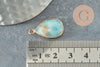 Pendentif goutte amazonite naturelle facetté doré 24mm, x1 (G4664)