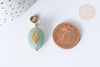 Pendentif goutte amulette losange aventurine naturelle acier inoxydable doré 29mm, x1 (G7626)