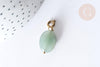 Pendentif goutte amulette losange aventurine naturelle acier inoxydable doré 29mm, x1 (G7626)