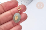 Pendentif goutte amulette losange aventurine naturelle acier inoxydable doré 29mm, x1 (G7626)