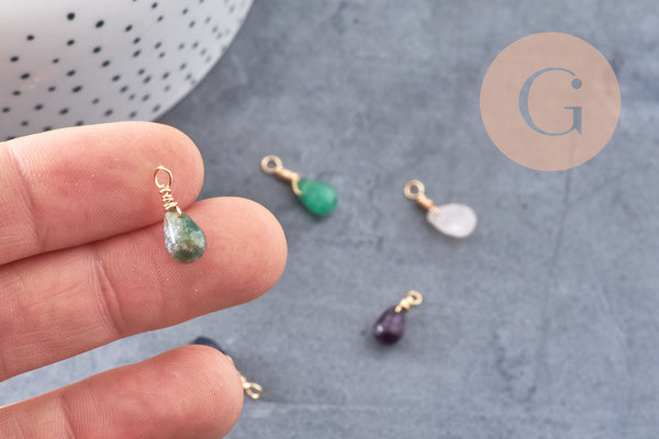 Pendentif goutte aventurine améthyste quartz rose cherry quartz 16mm, x1 (G4502)