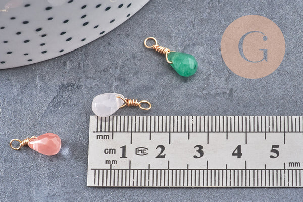 Pendentif goutte aventurine améthyste quartz rose cherry quartz 16mm, x1 (G4502)
