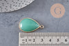 Pendentif goutte aventurine verte naturelle fer doré 31mm, x1 (G2333)