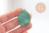 Pendentif goutte aventurine verte naturelle laiton doré 44mm, x1 (G9837)