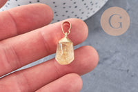 Pendentif goutte citrine facetté laiton doré 19-21mm,pendentif citrine, pendentif pierre naturelle, bijoux pierre x1 G3939