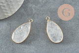 Pendentif goutte quartz ,Pendentif pour bijoux, pendentif pierre, cristal de roche naturel,33mm, x1 G0296