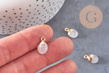 Pendentif goutte cristal de roche naturel fer doré 14mm,x2 (G2644)