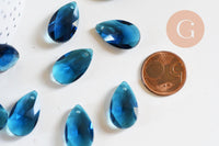Pendentif goutte cristal facetté bleu 22mm, x1 (G6362)