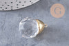 Pendentif goutte doré cristal transparent facettes,pendentif cristal, pendentif doré,création bijoux,30mm, x1 G4651