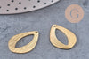 Pendentif goutte évidée laiton brut brossé 25.5mm, x2 (G10931)