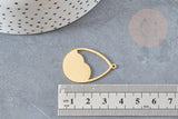 Pendentif goutte gravée nuage acier 304 inoxydable doré 30mm, x1 (G6244)