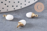 Pendentif goutte jade blanc naturel 14mm, x1 (G3721)