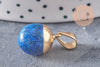Pendentif goutte jade bleu foncé doré, fournitures créatives, pendentif pierre,jade naturel, jade bleu teinté,17-19mm, x1 G3716