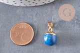 Pendentif goutte jade bleu foncé doré, fournitures créatives, pendentif pierre,jade naturel, jade bleu teinté,17-19mm, x1 G3716