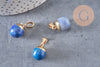 Pendentif goutte jade bleu foncé doré, fournitures créatives, pendentif pierre,jade naturel, jade bleu teinté,17-19mm, x1 G3716