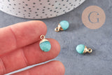 Pendentif goutte jade bleu,pendentif pierre,bijou pierre, jade bleu naturel,pendentif jade,14mm, x2 G0359