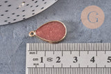 Pendentif goutte jade bordeau doré, bijou pierre,pendentif jade, pendentif pierre,jade naturel, pendentif jade,22mm, x1, G0843