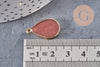 Pendentif goutte jade bordeau doré, bijou pierre,pendentif jade, pendentif pierre,jade naturel, pendentif jade,22mm, x1, G0843