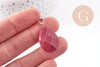 Pendentif goutte jade naturel bordeau facetté laiton platine 27.5mm, x1 (G10234)