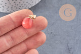 Pendentif goutte jade naturel rouge fer doré 17-19mm, x1 (G3344)